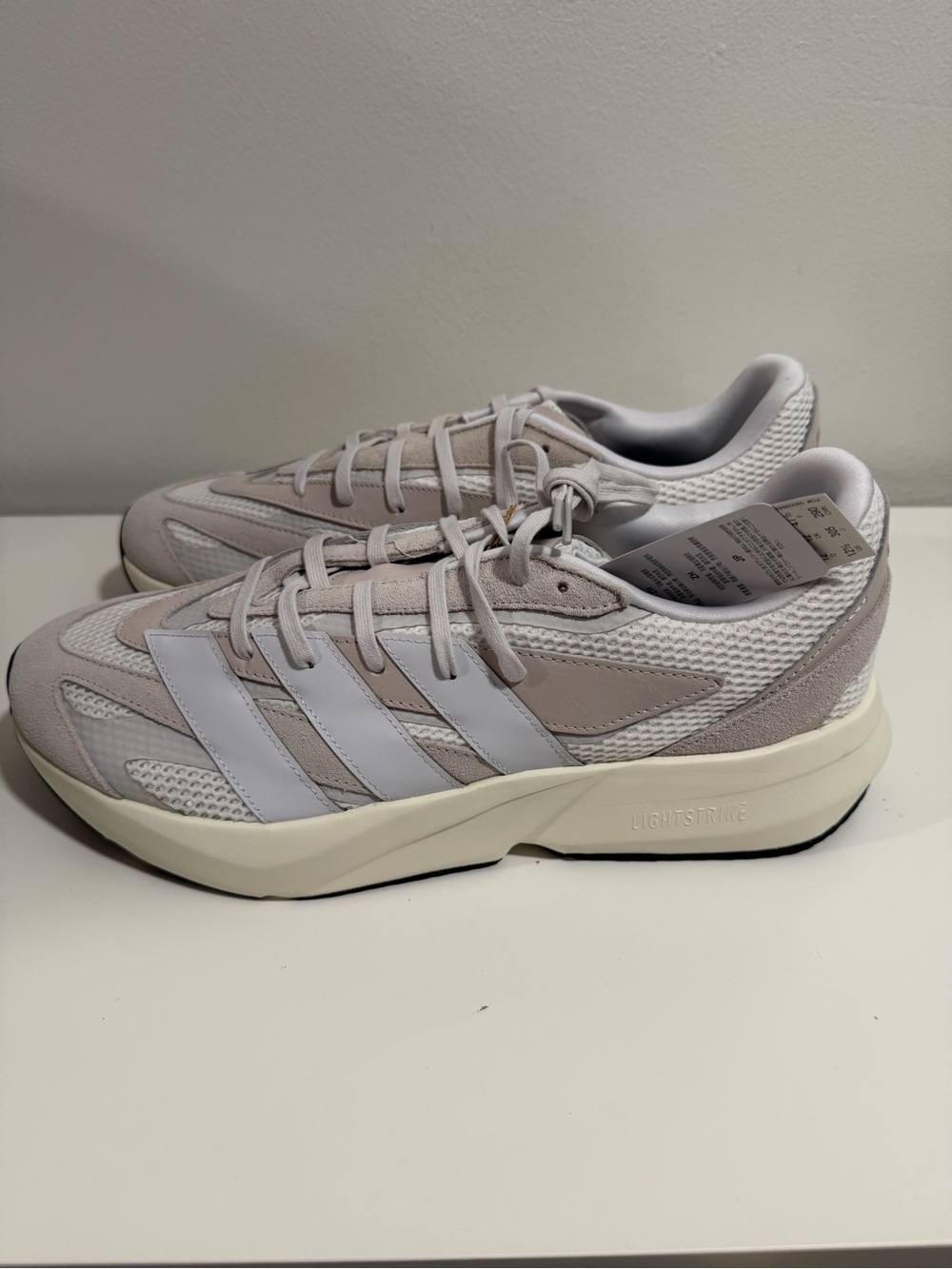adidas Neutral Beige and White Lightblaze Trainers size 12.5